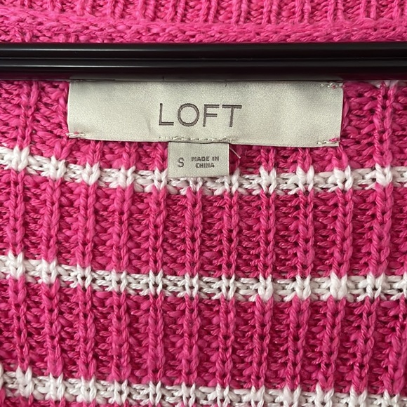 pink and white striped button up sweater - Picture 2 of 3